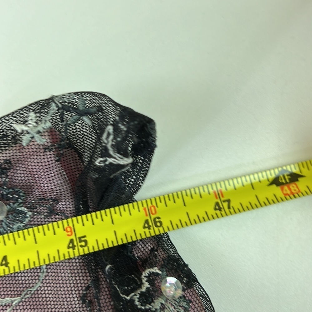 Beautiful Pink Gown with Black Mesh,  Pink Floral Appliques and Asymmetrical Hem - Picture 10 of 11